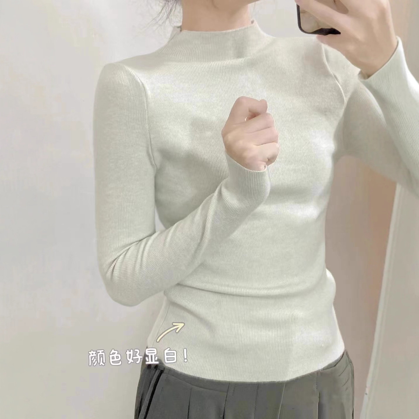 佳蔓妮半高领打底衫内搭针织衫女秋冬洋气毛衣2022年新款上衣